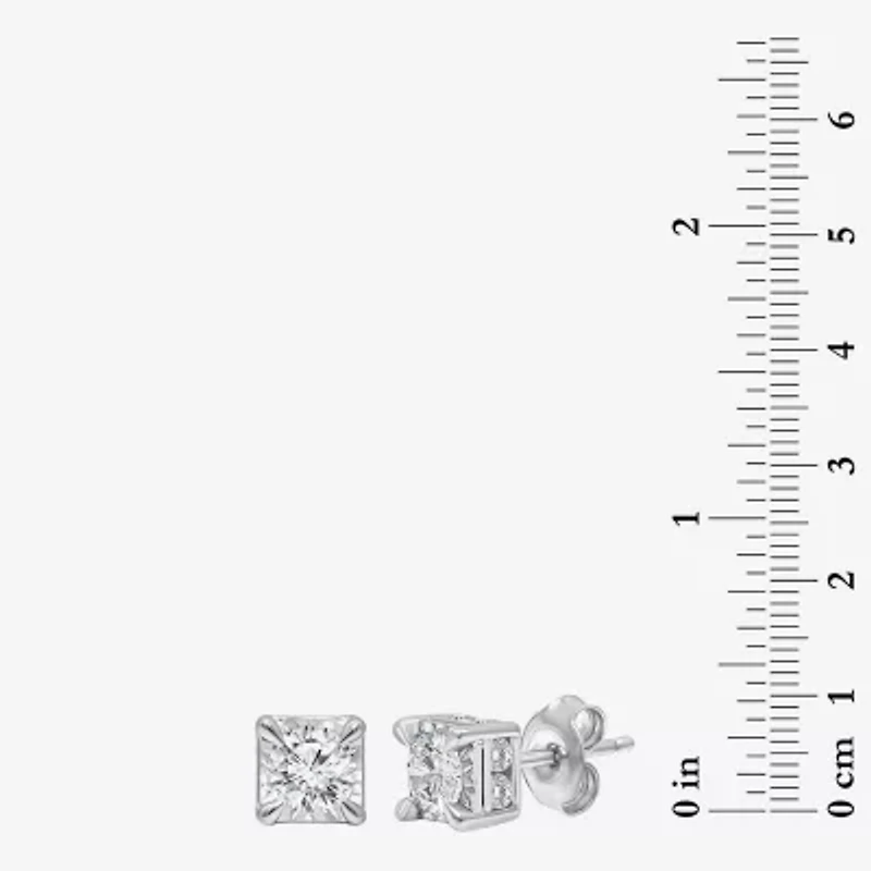 Tru Miracle 1 1/2 CT. T.W. Lab Grown White Diamond 10K White Gold 6.3mm Stud Earrings