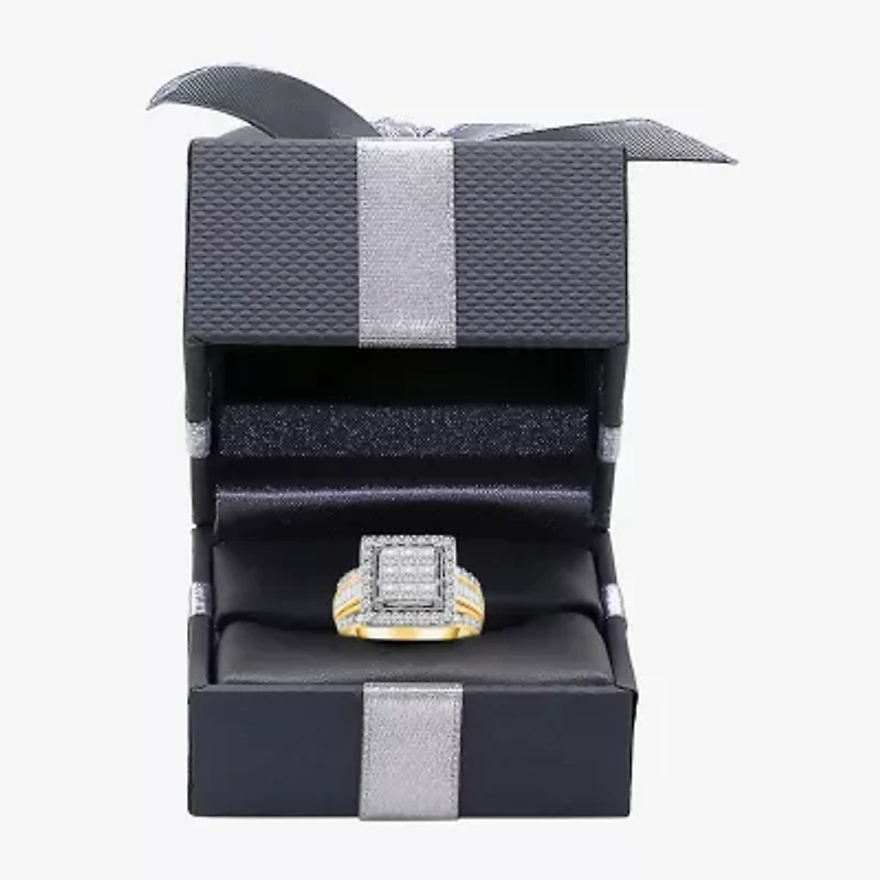 (I / I1) Womens 2 CT. T.W. Lab Grown White Diamond 10K Gold Side Stone Halo Engagement Ring