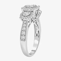 (I / SI2) Love Lives Forever Womens 1 CT. T.W. Lab Grown White Diamond 10K or 14K Gold Round 3-Stone Engagement Ring