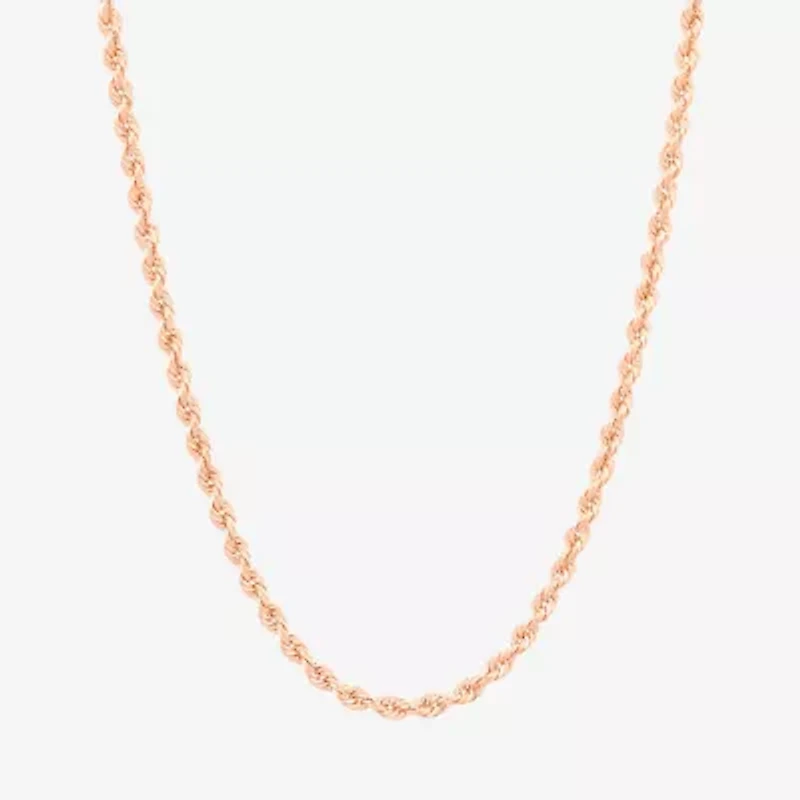 14K Rose Gold 20 - 30 Inch Hollow Rope Chain Necklace