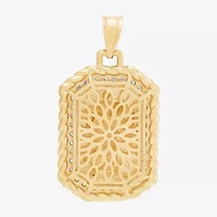 St. Christopher Mens White Cubic Zirconia 10K Gold Pendant