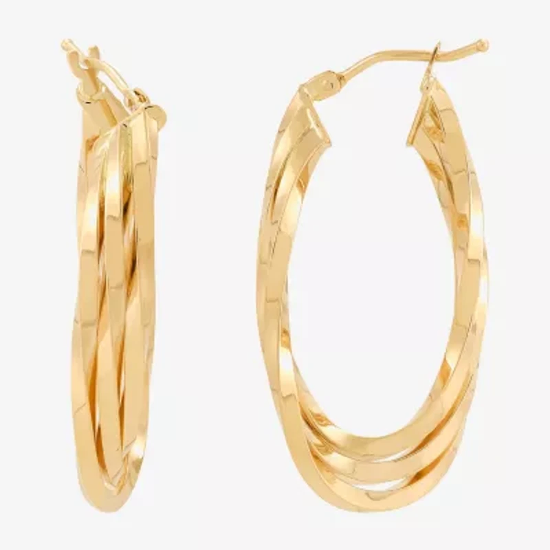 Made in Italy Womens 14K Gold 33.5mm Curved Hoop Earrings