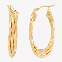Made in Italy Womens 14K Gold 33.5mm Curved Hoop Earrings