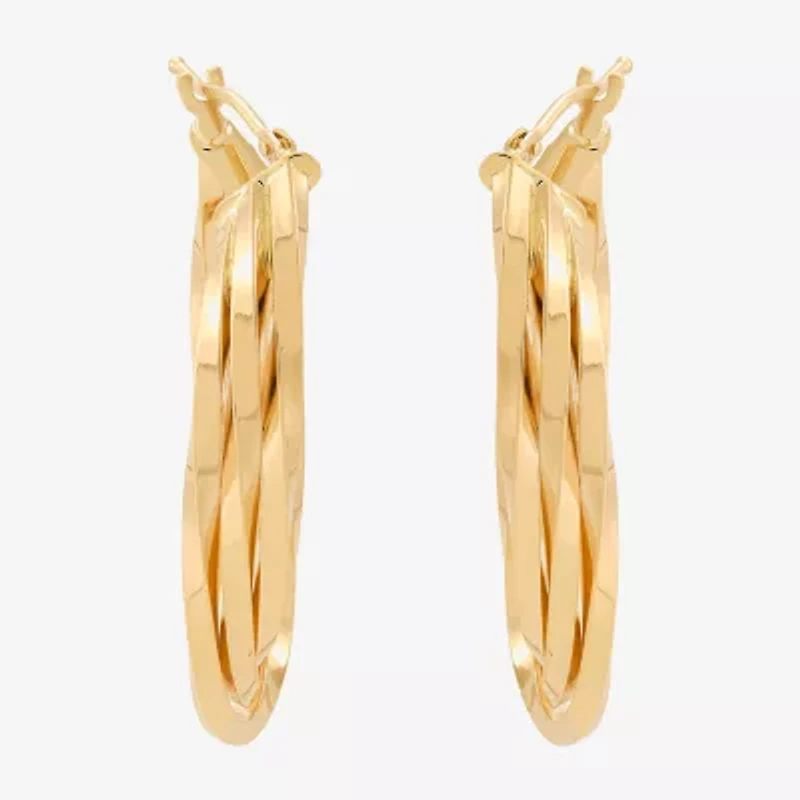 Made in Italy Womens 14K Gold 33.5mm Curved Hoop Earrings