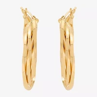 Made in Italy Womens 14K Gold 33.5mm Curved Hoop Earrings