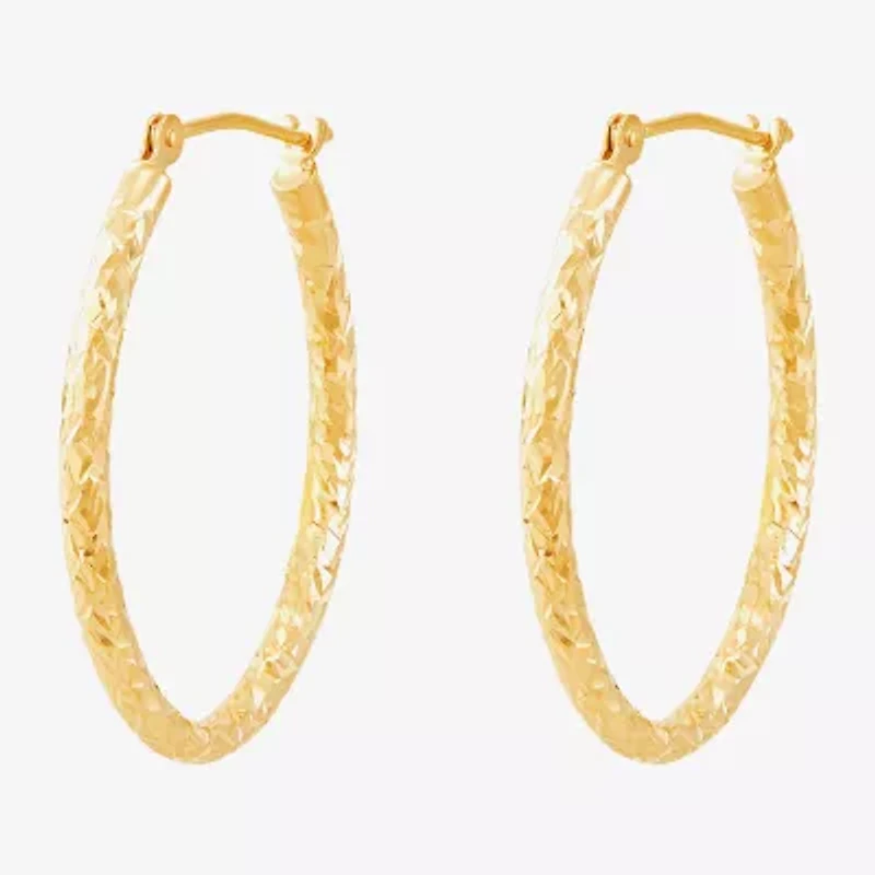 14K Gold 25mm Oval Hoop Earrings