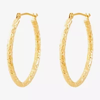 14K Gold 25mm Oval Hoop Earrings
