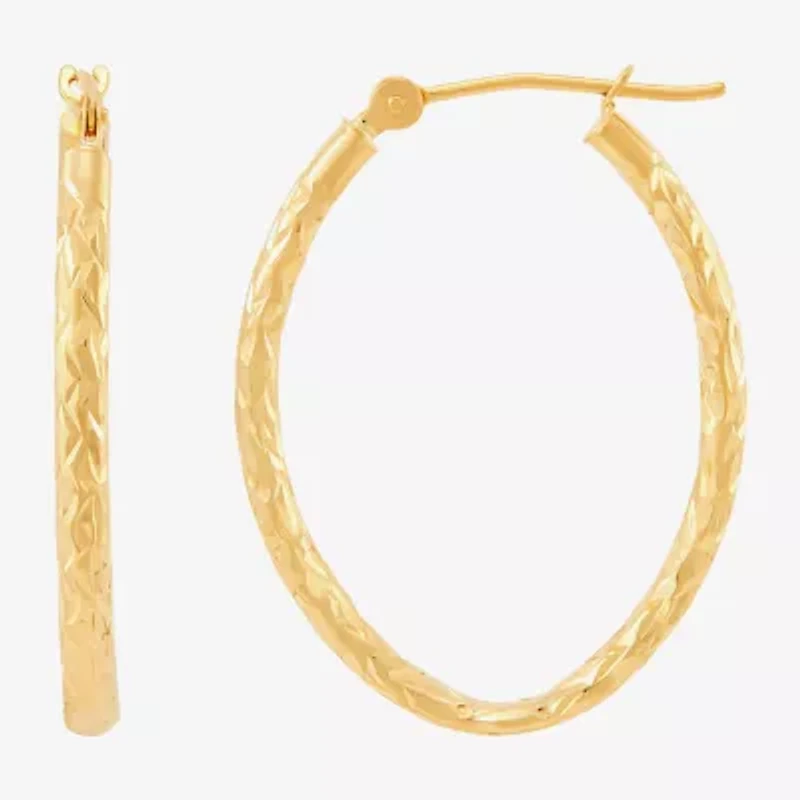 14K Gold 25mm Oval Hoop Earrings