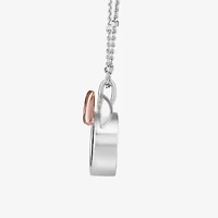 Disney Jewels Collection Womens 1/10 CT. T.W. Natural White Diamond 14K Rose Gold Over Silver Sterling Silver Bow 18 Inch Pendant Necklace