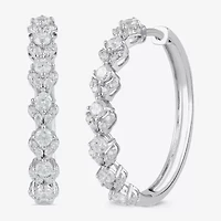 Womens 1 CT. T.W. Lab Grown White Diamond Sterling Silver 24.9mm Hoop Earrings