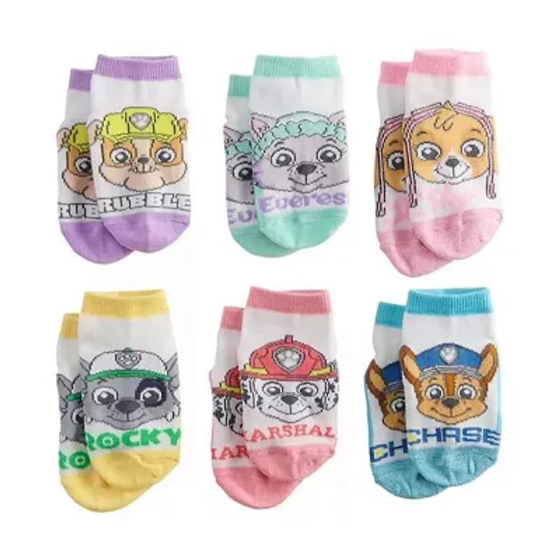 Toddler Girls Multi-Pack 6 Pair Paw Patrol Quarter Ankle Socks