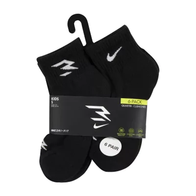 Nike 3BRAND by Russell Wilson Big Kid Boys Multi-Pack 6 Pair Quarter Ankle Socks