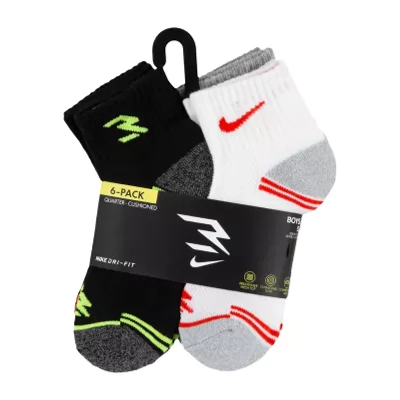 Nike 3BRAND by Russell Wilson Big Kid Boys Multi-Pack 6 Pair Quarter Ankle Socks