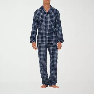 Residence Mens Flannel Long Sleeve 2-pc. Pajama Sets