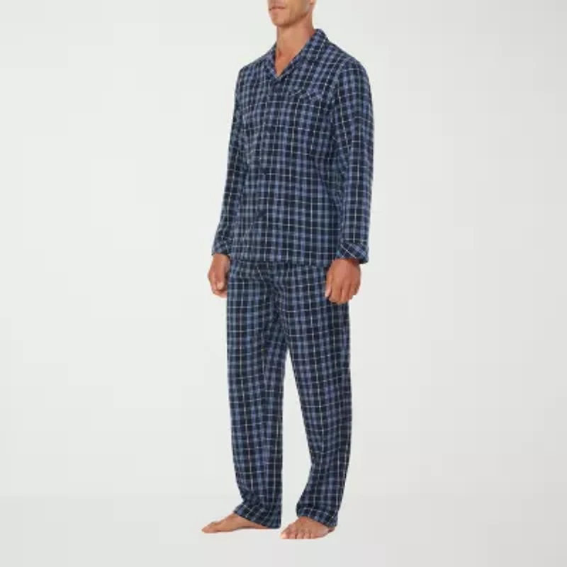 Residence Mens Flannel Long Sleeve 2-pc. Pajama Sets
