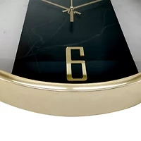 Westclox 16" Contemporary Gold And Black Marble Wall Clock