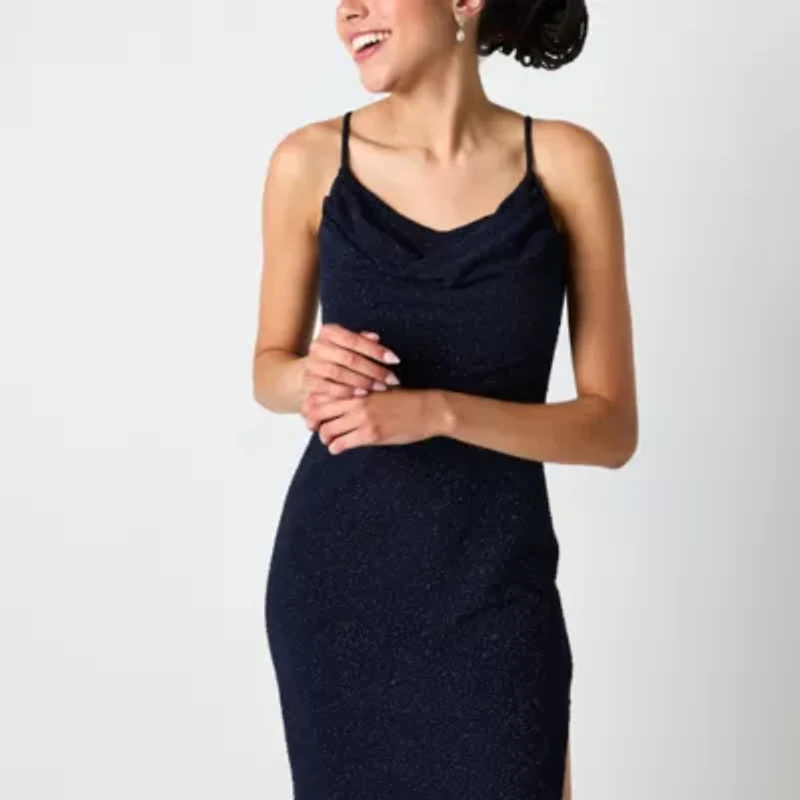 Secret Charm Womens Sleeveless Glitter Juniors Bodycon Dress