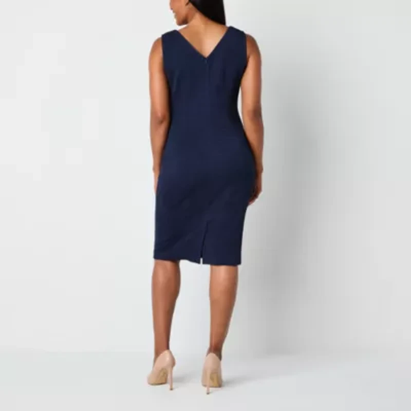 Maya Brooke Womens Pearl Trim Jacket Dress