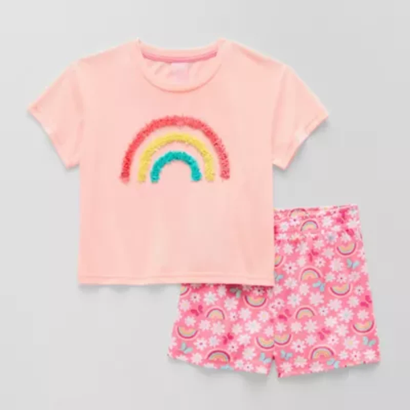 Dots & Dreams Little Big Kid Girls Round Neck Short Sleeve 2-pc. Pajama Sets