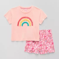 Dots & Dreams Little Big Kid Girls Round Neck Short Sleeve 2-pc. Pajama Sets