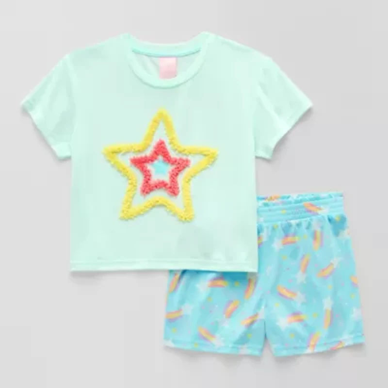 Dots & Dreams Little Big Kid Girls Round Neck Short Sleeve 2-pc. Pajama Sets