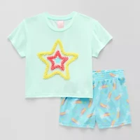 Dots & Dreams Little Big Kid Girls Round Neck Short Sleeve 2-pc. Pajama Sets