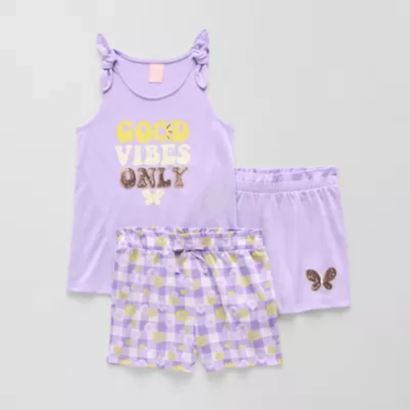 Dots & Dreams Little Big Kid Girls Round Neck Sleeveless 3-pc. Pajama Sets