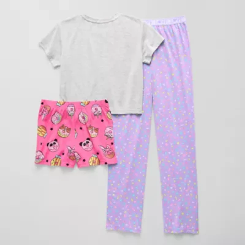 Dots & Dreams Little & Big Kid Girls Round Neck Short Sleeve 3-pc. Pajama Sets