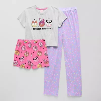 Dots & Dreams Little & Big Kid Girls Round Neck Short Sleeve 3-pc. Pajama Sets