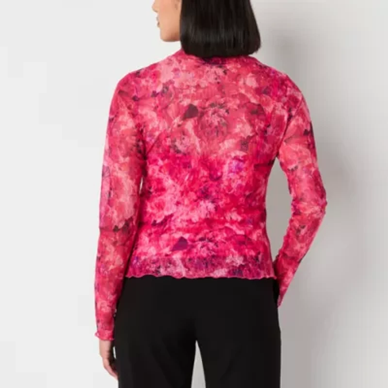 by&by Womens Mock Neck Long Sleeve Juniors Blouse