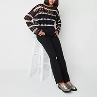 Arizona Juniors Womens Crew Neck Long Sleeve Striped Pullover Sweater