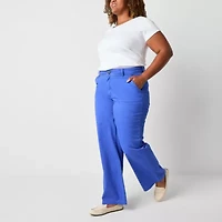 St. John's Bay Womens Wide Leg High Rise Plus Trouser