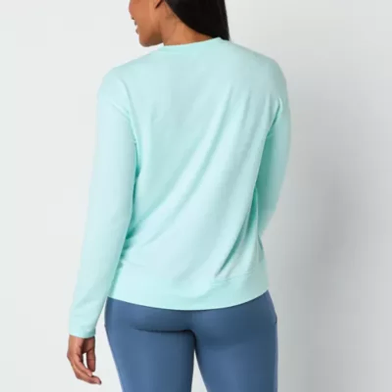 Xersion Womens Soft French Terry Crew Neck Long Sleeve Sweatshirt