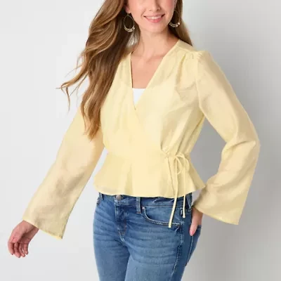a.n.a Womens V Neck Long Sleeve Peplum Top