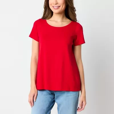 St. John's Bay Womens Easy-on + Easy-off Crew Neck Short Sleeve Adaptive T-Shirt