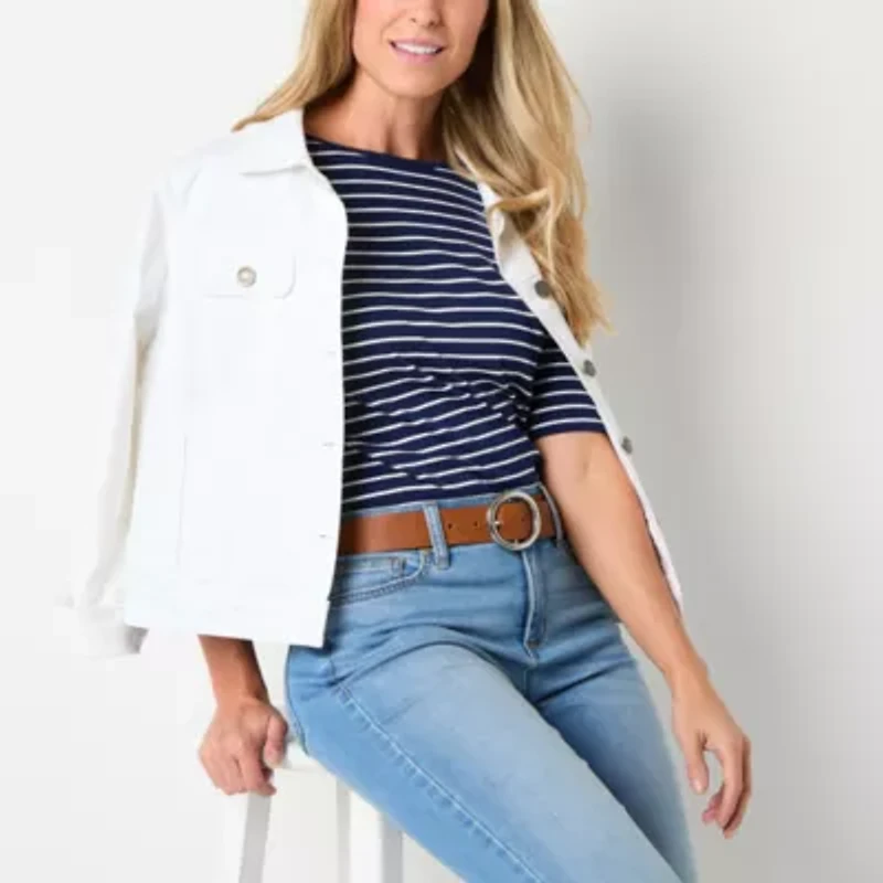 St. John's Bay Womens Boat Neck Elbow Sleeve Blouse