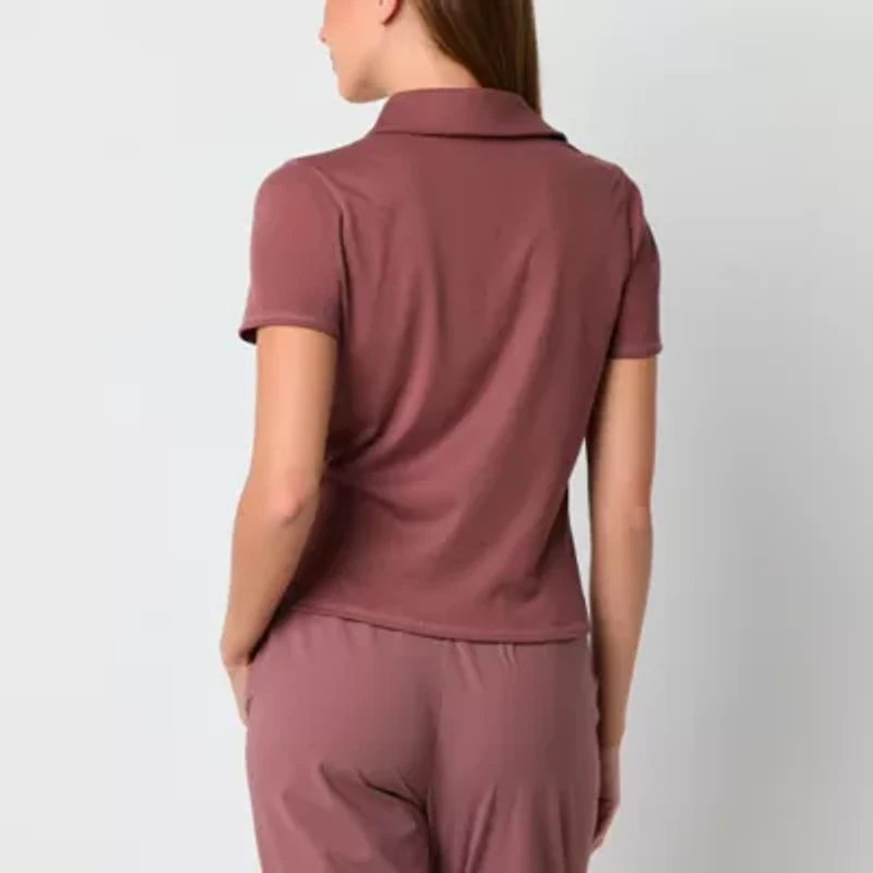 Stylus Womens Short Sleeve Rib Polo Shirt