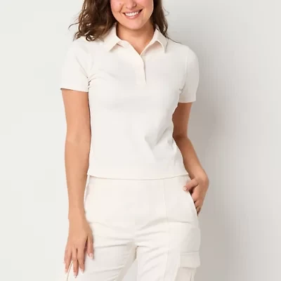 Stylus Womens Short Sleeve Rib Polo Shirt