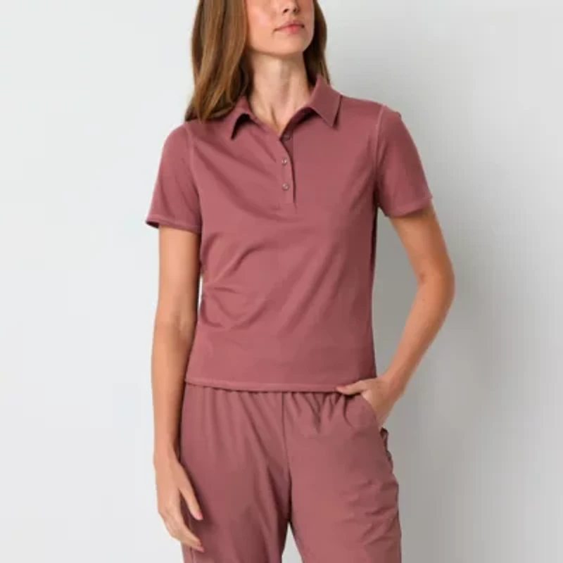 Stylus Womens Short Sleeve Rib Polo Shirt