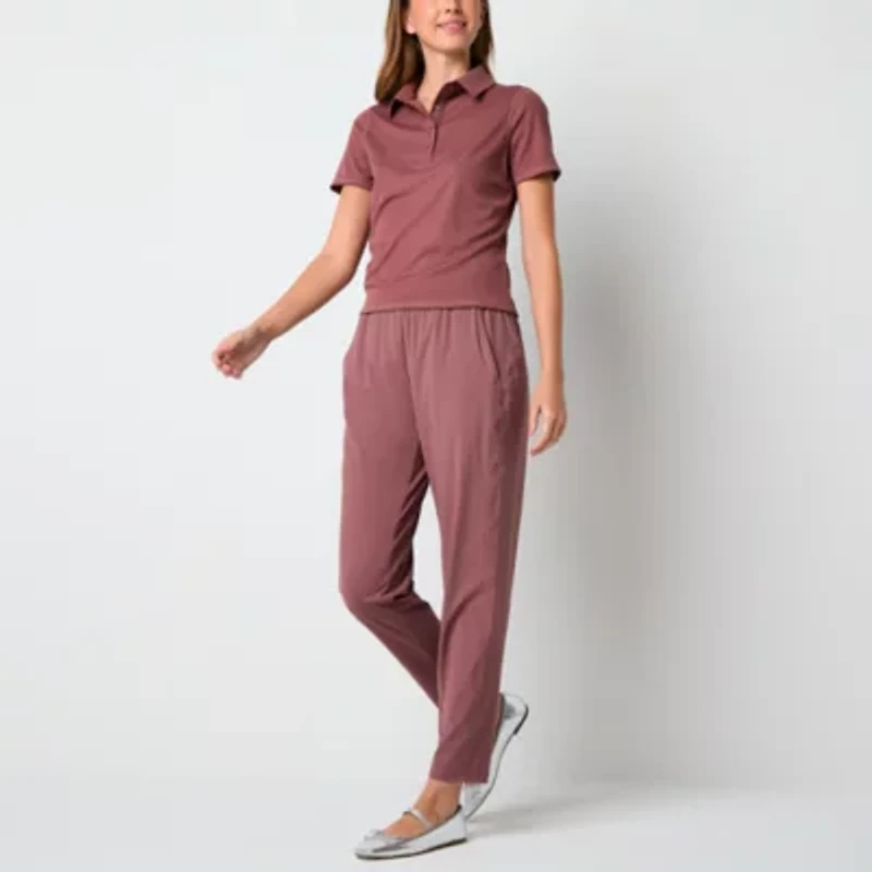 Stylus Womens Short Sleeve Rib Polo Shirt