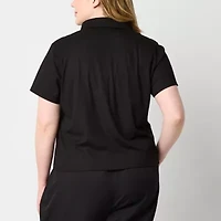 Stylus Womens Plus Short Sleeve Rib Polo Shirt