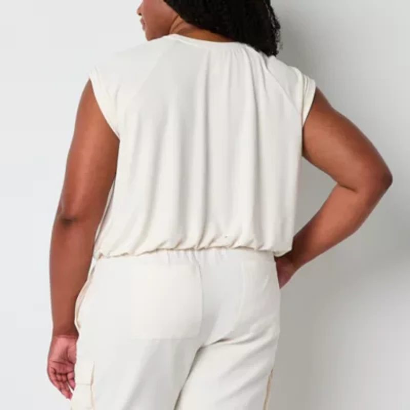 Stylus Womens Plus Crew Neck Short Sleeve T-Shirt