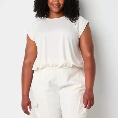 Stylus Womens Plus Crew Neck Short Sleeve T-Shirt