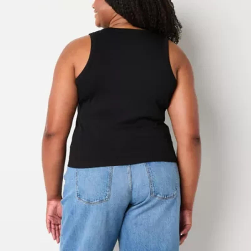 a.n.a Womens Crew Neck Sleeveless Plus Tank Top