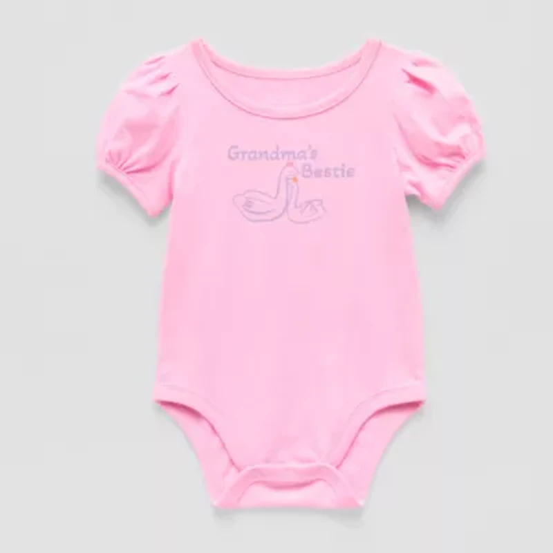 Okie Dokie Baby Girls Round Neck Short Sleeve Bodysuit