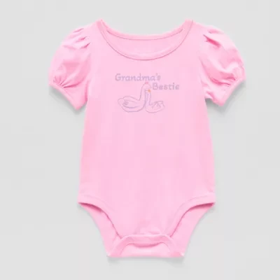 Okie Dokie Baby Girls Round Neck Short Sleeve Bodysuit