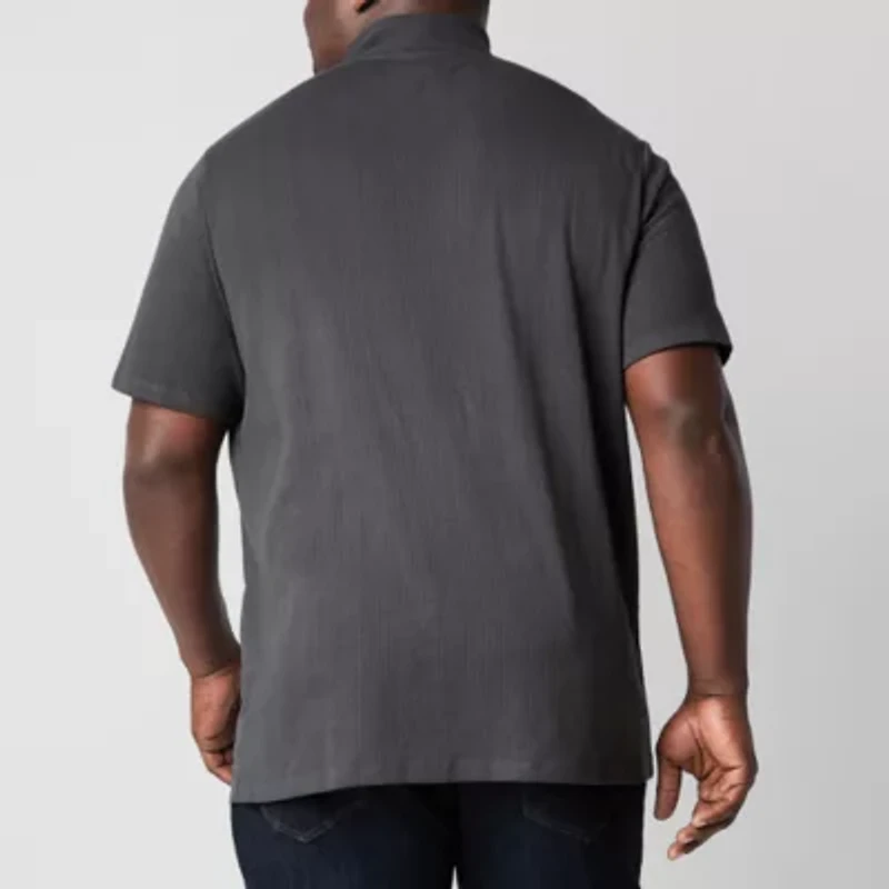 Shaquille O'Neal XLG Ribbed Mens Mock Neck Short Sleeve Big and Tall T-Shirt