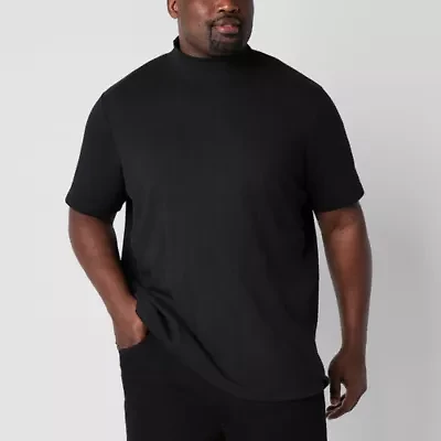 Shaquille O'Neal XLG Ribbed Mens Mock Neck Short Sleeve Big and Tall T-Shirt