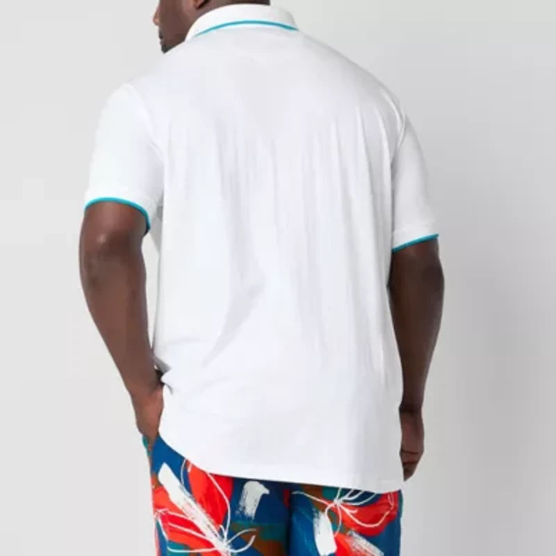 Shaquille O'Neal XLG™ Ribbed Big and Tall Mens Regular Fit Short Sleeve Polo Shirt