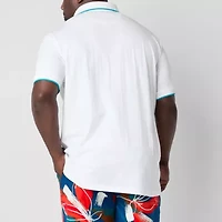 Shaquille O'Neal XLG™ Ribbed Big and Tall Mens Regular Fit Short Sleeve Polo Shirt